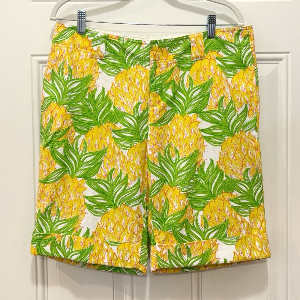 Lilly Pulitzer Yellow Pineapple Print Bermuda Shorts